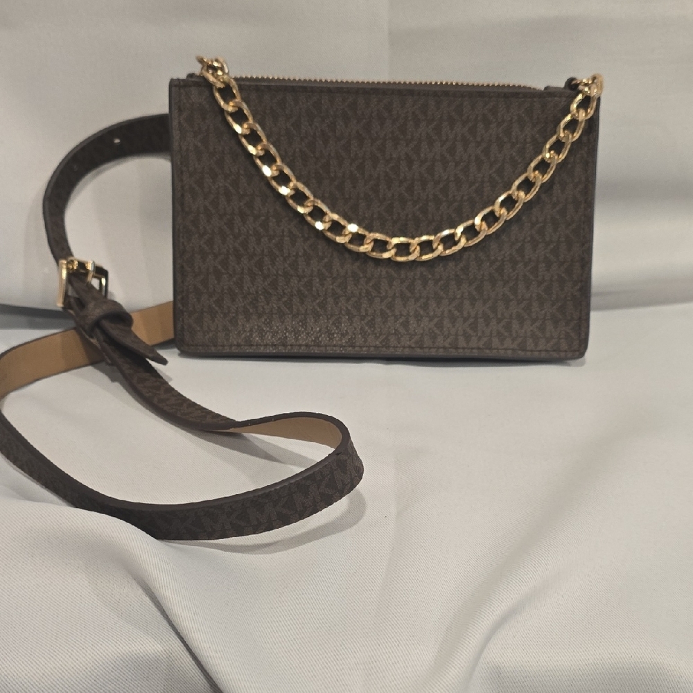 Michael Kors Brown Crossbody Bag with Gold Chain